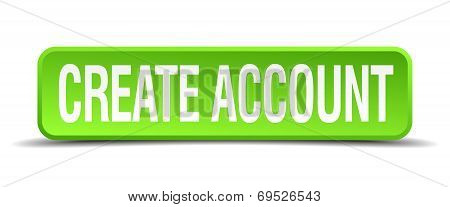 Create Account Green 3D Realistic Square Isolated Button