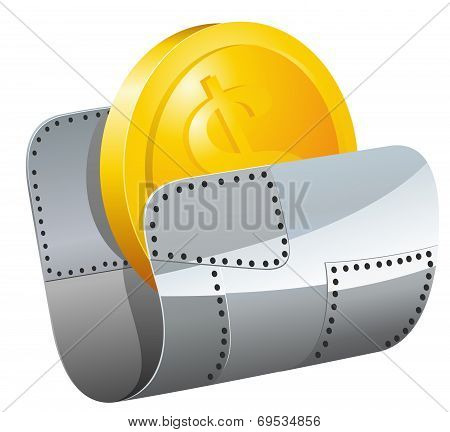 metallic folder with money