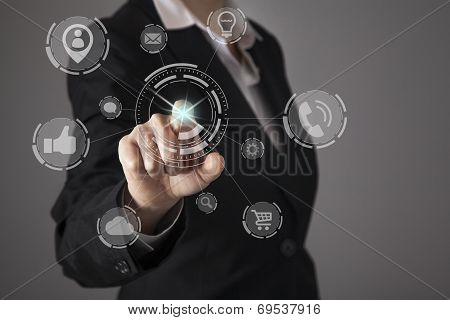 Businesswoman Touch Screen