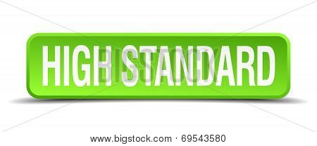 High Standard Green 3D Realistic Square Isolated Button