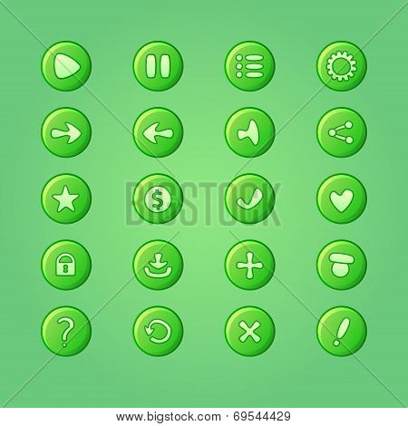 Set Of Mobile Bright Green Vector Elements For Ui Game Design (game Dev Icons)