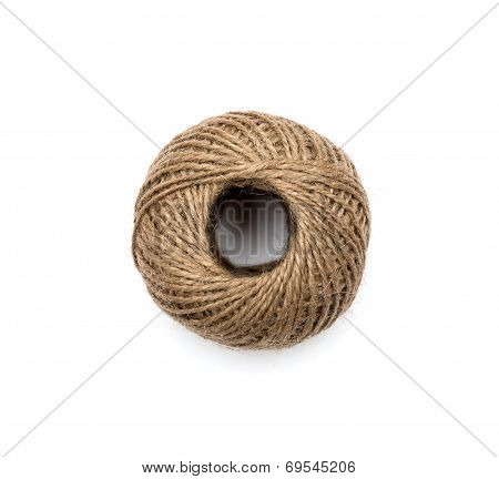 Skein Of Jute Twine On The White Background