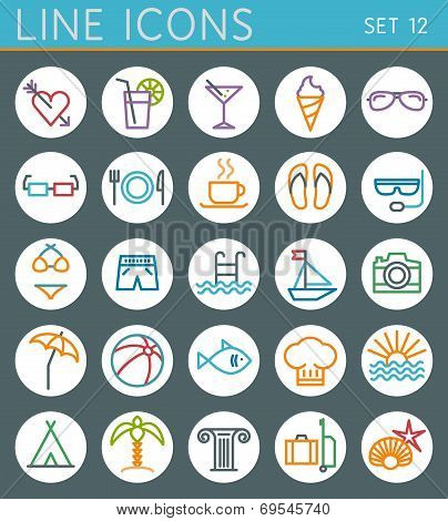 Travel Line Icons Set. Summer Holidays Vector Web Design