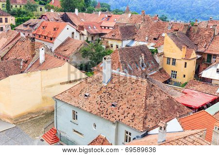 View Of Sighisoara From The Clock Tower, Romania