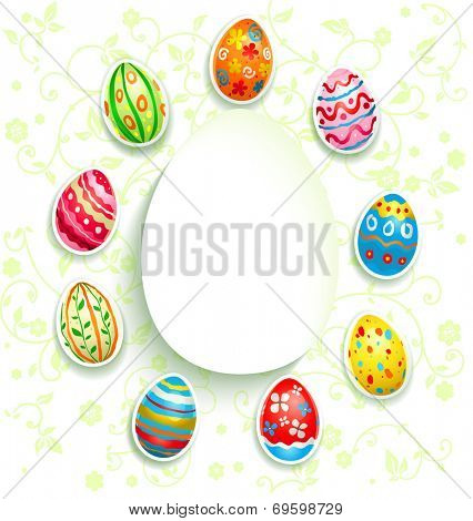 Festive easter background with eggs. Raster version.