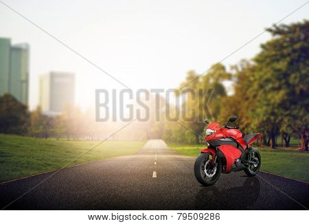 Motorcycle Motorbike Bike Riding Rider Contemporary Red Concept