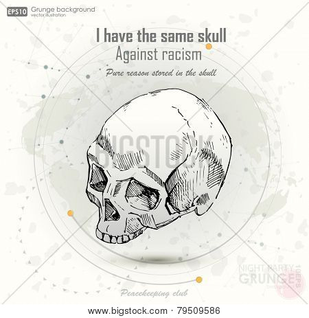 grunge print for t-shirt with  cranium. Design for t-shirt print with skull. vector illustration.
