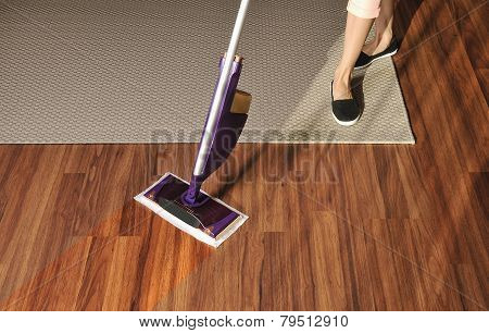Mop for cleaning wooden floor from dust