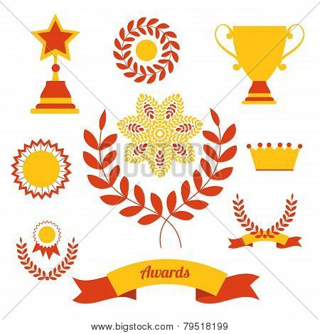 Set of achievement award silhouettes.