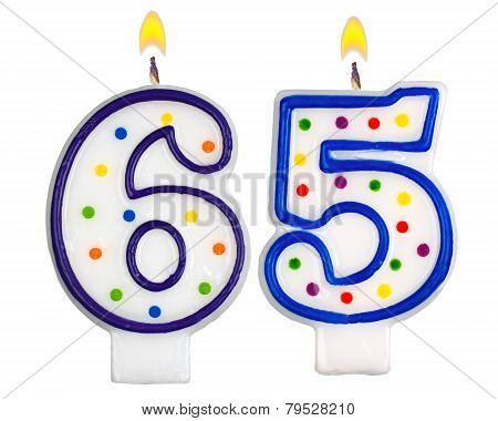 Birthday Candles Number Sixty Five