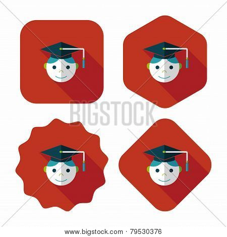 Graduation Man Flat Icon With Long Shadow,eps10