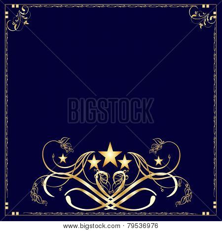 Background Vector-Navy Blue And Gold Frame