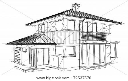 Drawing Home On A White Background