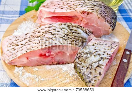 Bream crude knife on fabric