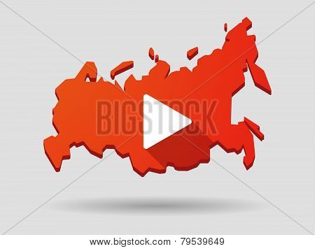 Long Shadow Russia Map Icon With A Play Sign