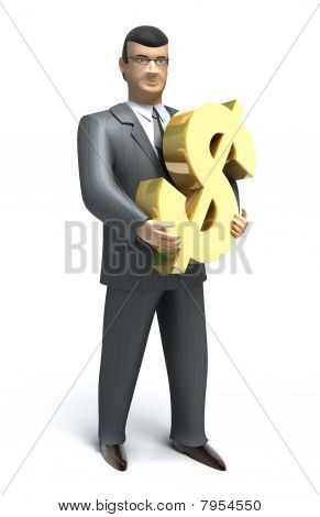 พ่อค้าเก็บ render 3D สัญลักษณ์ดอลลาร์