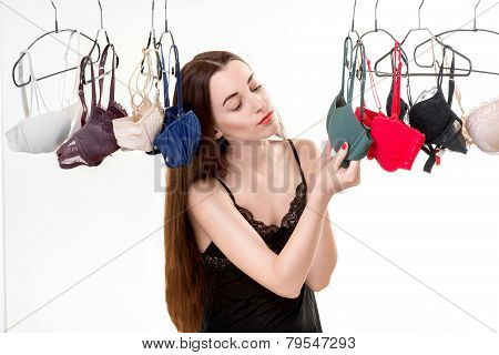 Woman choosing bras