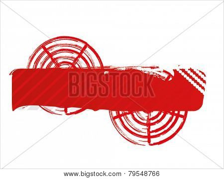 Grungy red banner with polar grids