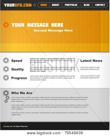 Orange website template for your design. Fully vector, enjoy!