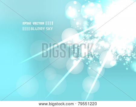 EPS10 vector blurry sky design on light blue background. Composition is very bright with bokeh effect.