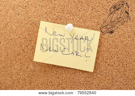 New year sticker with text new car