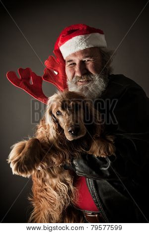 Santa Claus  With His Dog