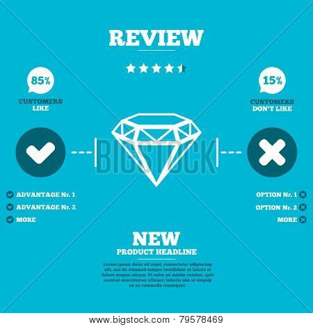 Diamond sign icon. Jewelry symbol. Gem stone.