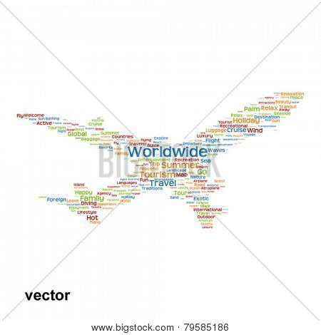 Vector concept or conceptual abstract travel or tourism word clo