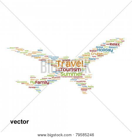 Vector concept or conceptual abstract travel or tourism word clo