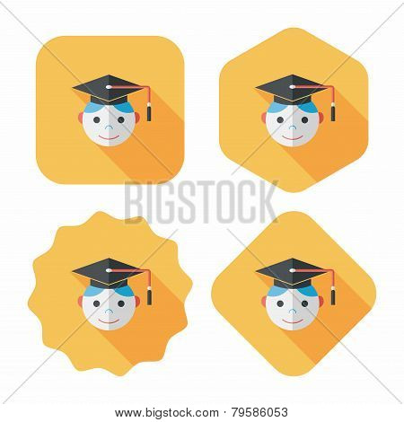 Graduation Man Flat Icon With Long Shadow,eps10