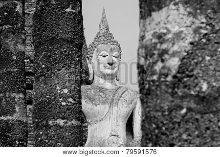ancient buddha statue at Sukhothai historical park Sukhothai province Thailand