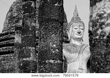 ancient buddha statue at Sukhothai historical park Sukhothai province Thailand