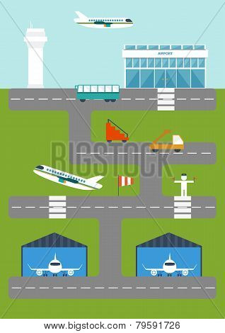 Vector illustration with airport