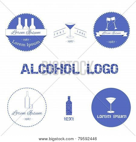 Set of alcohol logos