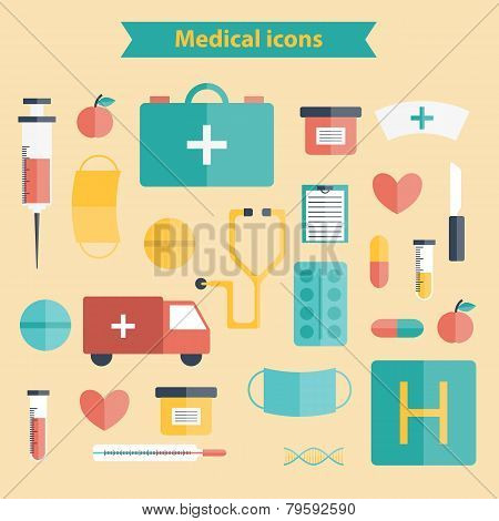 Set of flat medical icons