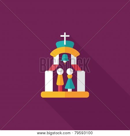 Wedding Ceremony In Chruch Flat Icon With Long Shadow,eps10