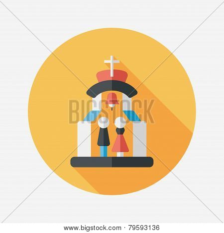 Wedding Ceremony In Chruch Flat Icon With Long Shadow,eps10