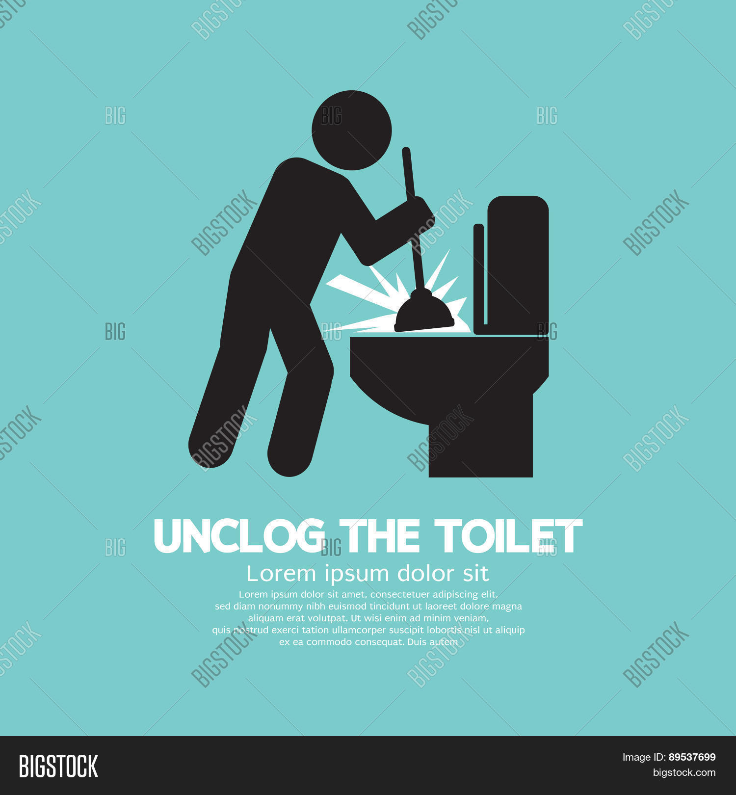 Unclog Toilet Black Vector & Photo (Free Trial) Bigstock