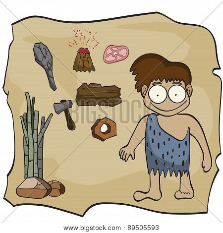 Stone Age Cartoon,vector Illustration