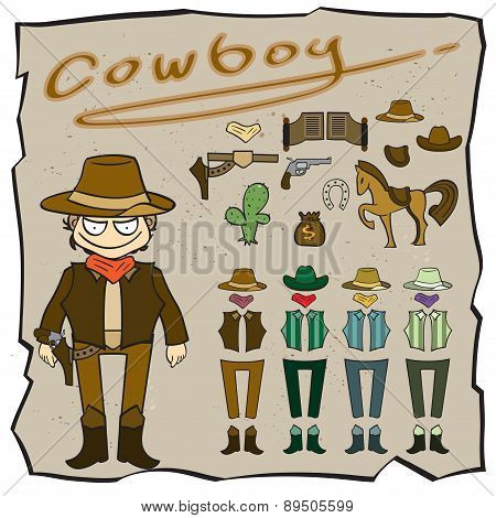 People Of Cowboy Cartoon,vector Illustration