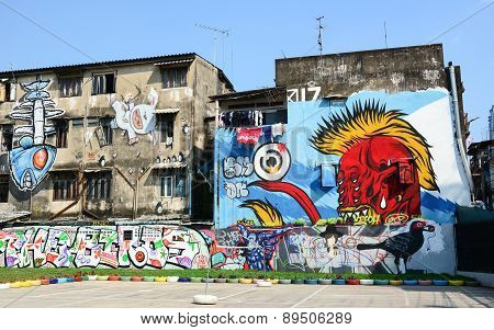 Giant Graffiti On Abandoned Building