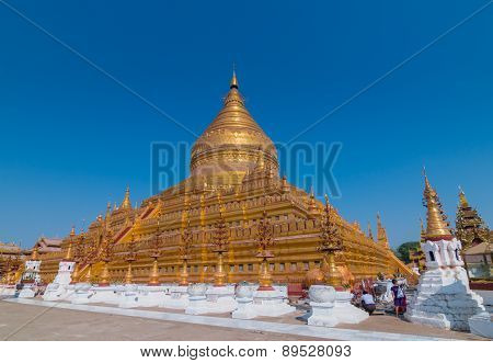 BAGAN, MYANMAR - MARCH 23, 2015: Shwezigon Pagoda