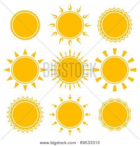 Set Of Shiny Bright Yellow Sun