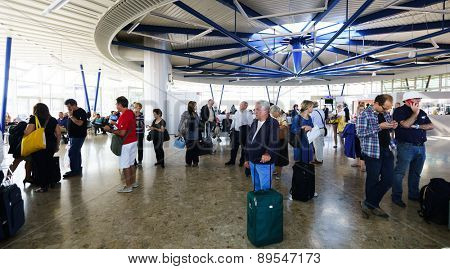 GENEVA - SEP 16: Airport interior on September 16, 2014 in Geneva, Switzerland. Geneva International Airport is the international airport of Geneva, Switzerland.