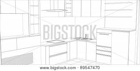vector design process in wire-frame Illustration created of 3d
