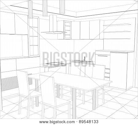 Sketch plan kitchen in the wire