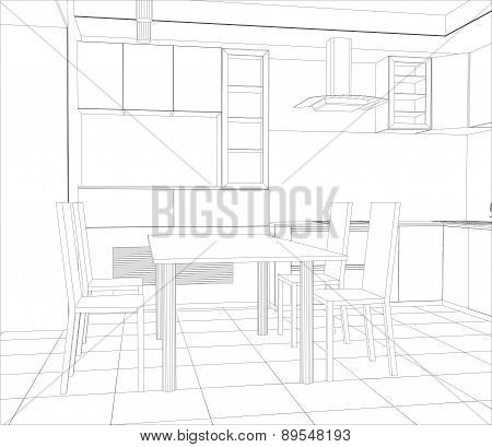 vector design process in wire-frame Illustration created of 3d