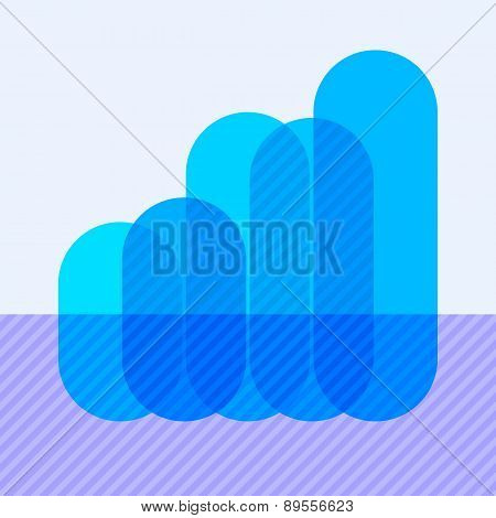 Infographics with rising blue overlapping bars