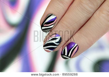 Striped manicure.