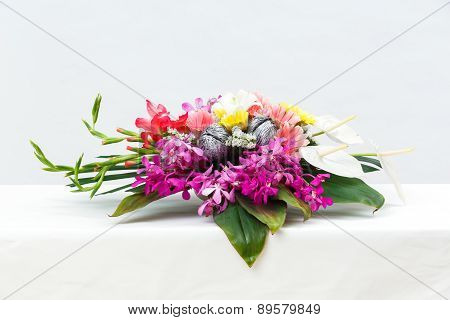 Fower Bouquet On Table